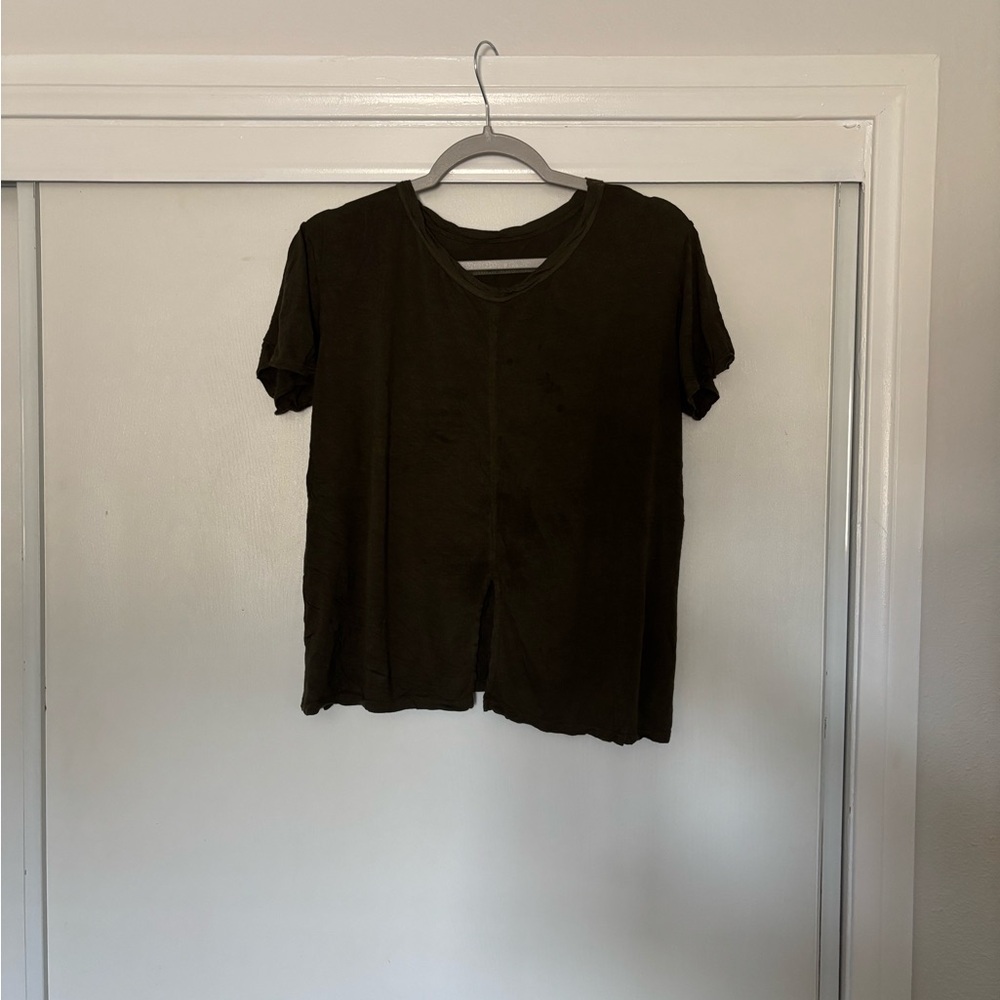 Enza costa dark hunter green short sleeve shirt tee size medium